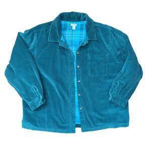 L.L. Bean Corduroy Teal Shacket W/ Pocket Size XL 100% Cotton GrandmaCore EUC